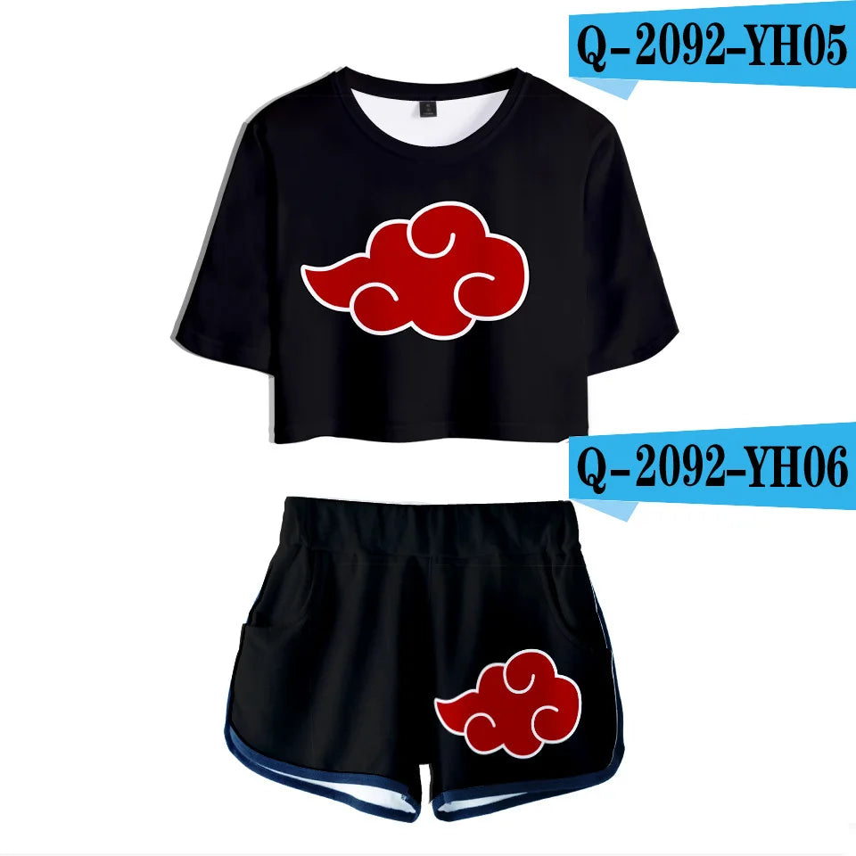 Cosplay Shirt Costume   Anime T shirt Tees Uzumaki Akatsuki Haruno Sakura Sport Suit Shorts Disfraz Clothes T-shirt