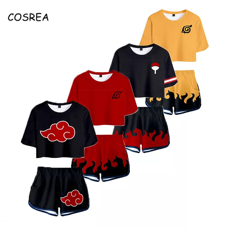 Cosplay Shirt Costume   Anime T shirt Tees Uzumaki Akatsuki Haruno Sakura Sport Suit Shorts Disfraz Clothes T-shirt