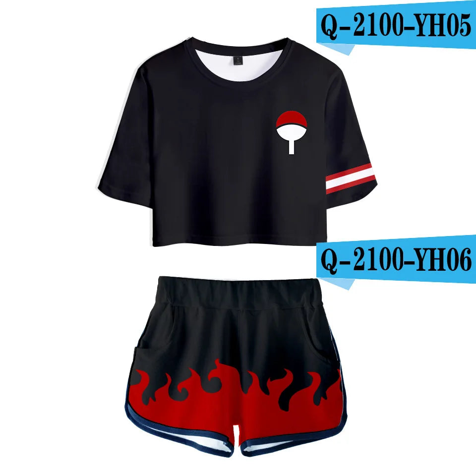 Cosplay Shirt Costume   Anime T shirt Tees Uzumaki Akatsuki Haruno Sakura Sport Suit Shorts Disfraz Clothes T-shirt