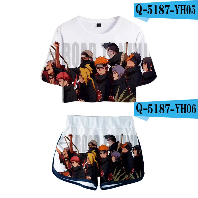 Cosplay Shirt Costume   Anime T shirt Tees Uzumaki Akatsuki Haruno Sakura Sport Suit Shorts Disfraz Clothes T-shirt