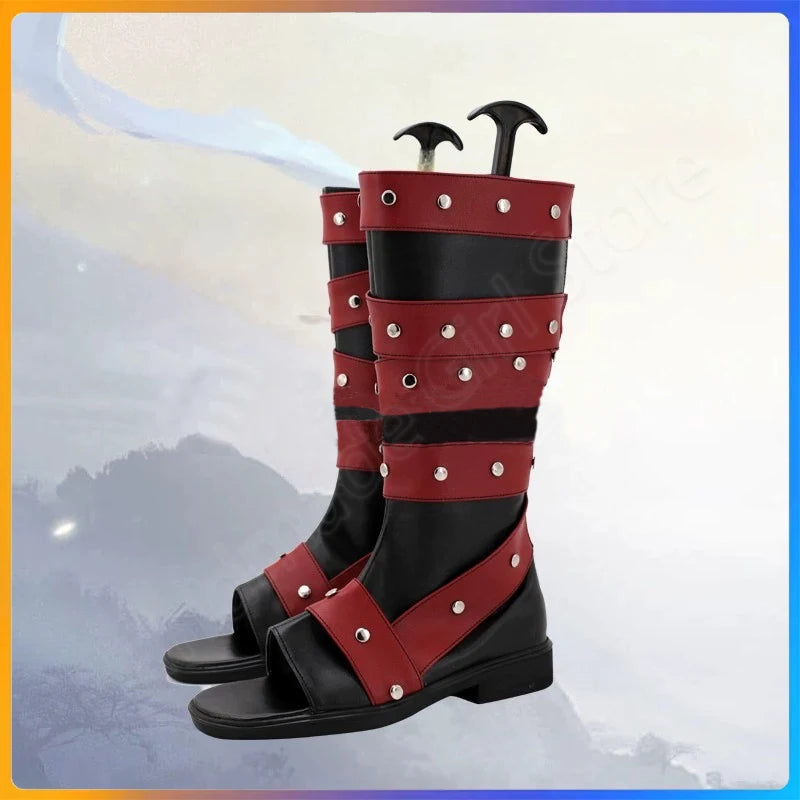 Menma Tailor Made Studded Red & Blac  Ninja Boots