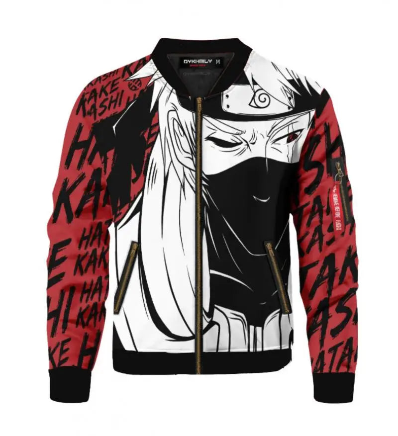 Naruto Anime Akatsuki Cosplay Casual Jacket New Autumn and Winter 3D Embroidery Zipper Sports Coat High Quality Jacke for Men