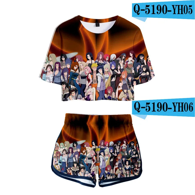 Cosplay Shirt Costume   Anime T shirt Tees Uzumaki Akatsuki Haruno Sakura Sport Suit Shorts Disfraz Clothes T-shirt