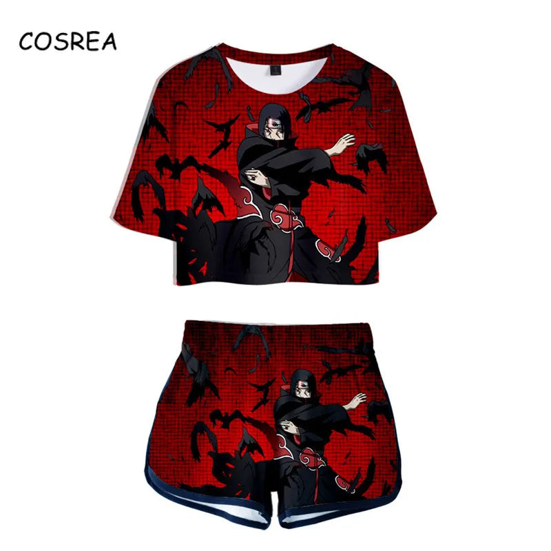 Cosplay Shirt Costume   Anime T shirt Tees Uzumaki Akatsuki Haruno Sakura Sport Suit Shorts Disfraz Clothes T-shirt