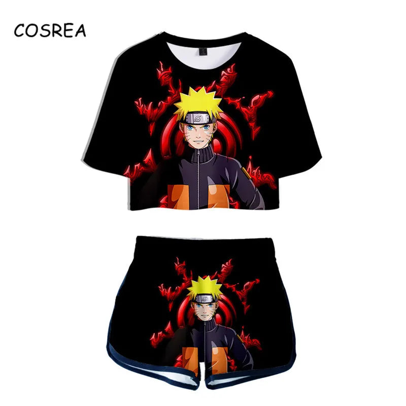 Cosplay Shirt Costume   Anime T shirt Tees Uzumaki Akatsuki Haruno Sakura Sport Suit Shorts Disfraz Clothes T-shirt