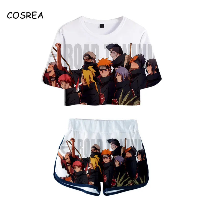 Cosplay Shirt Costume   Anime T shirt Tees Uzumaki Akatsuki Haruno Sakura Sport Suit Shorts Disfraz Clothes T-shirt