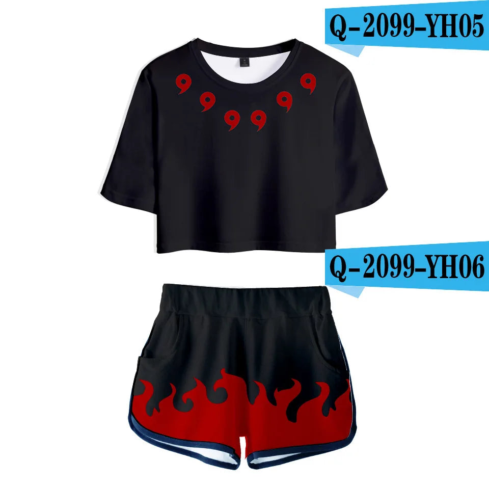 Cosplay Shirt Costume   Anime T shirt Tees Uzumaki Akatsuki Haruno Sakura Sport Suit Shorts Disfraz Clothes T-shirt